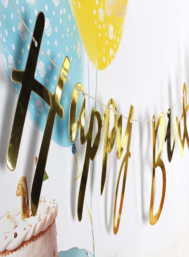 FI - FLICK IN Gold Happy Birthday Alphabets Letters String Banner with Ribbon Decoration for Boys, Girls, Boyfriend, Girlfriend, Husband, Kids Bday Celebrations Decorative Party Decor Items - Image 3